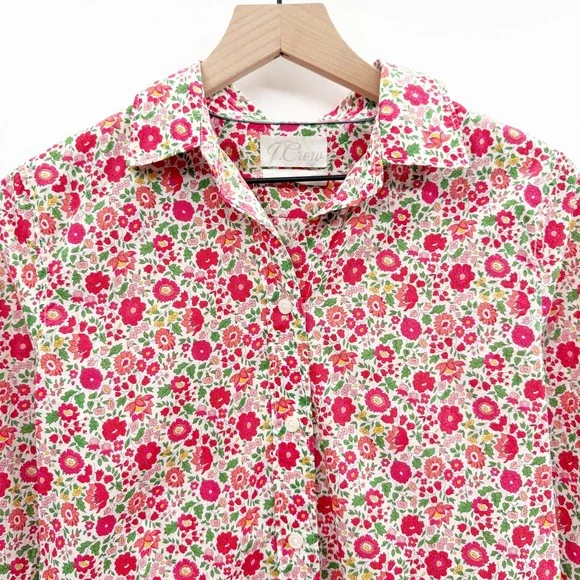 J. Crew Slim-Fit Button Down Shirt in Liberty Fabric Danjo Floral Print Size 4 - Picture 4 of 14